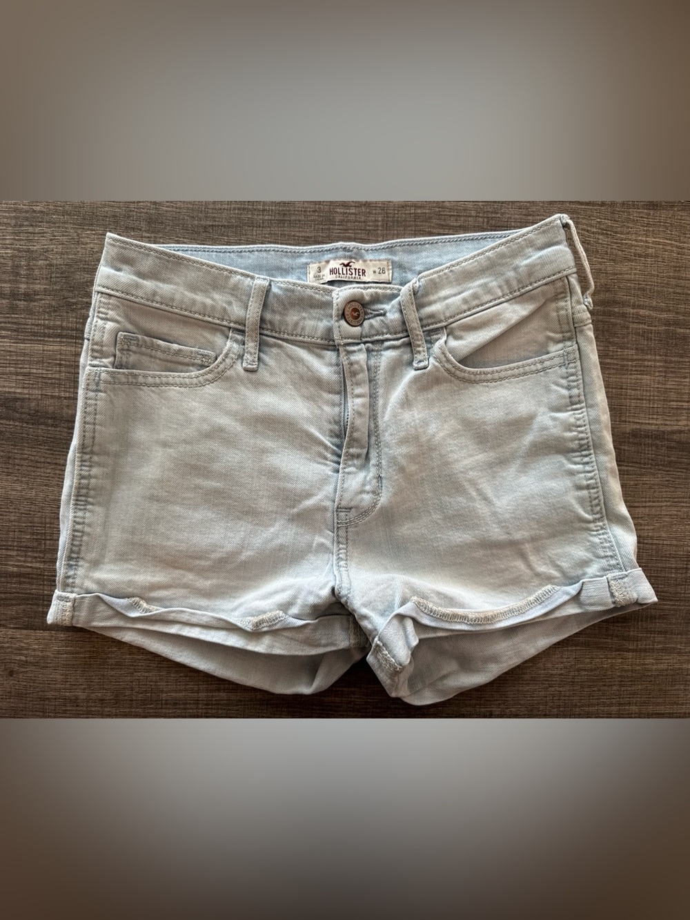 Hollister Pale Blue Women's Denim Shorts with Rolled Hem